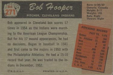1955 Bowman #271 Bob Hooper Back