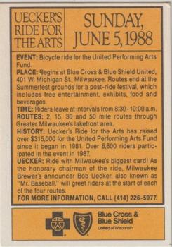 1988 Blue Cross & Blue Shield Uecker's Ride for the Arts 1963 Topps Bob Uecker Reprint #NNO Bob Uecker Back