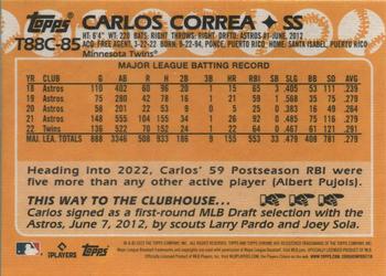 2023 Topps - 1988 Topps Baseball 35th Anniversary Chrome Silver Pack (Series One) #T88C-85 Carlos Correa Back