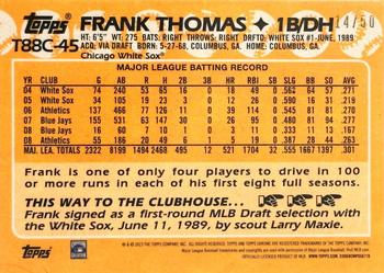2023 Topps - 1988 Topps Baseball 35th Anniversary Chrome Silver Pack Gold (Series One) #T88C-45 Frank Thomas Back