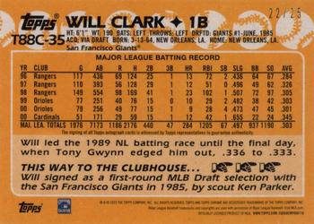 2023 Topps - 1988 Topps Baseball 35th Anniversary Chrome Silver Pack Autographs Orange (Series One) #T88C-35 Will Clark Back