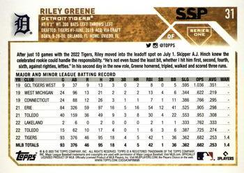 2023 Topps - Golden Mirror Image Variation SSP #31 Riley Greene Back