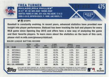 2023 Topps - Advanced Stat #475 Trea Turner Back