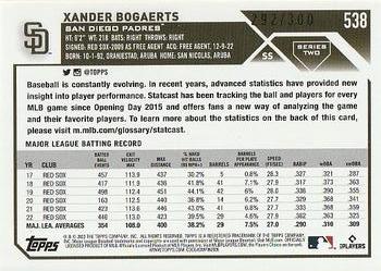 2023 Topps - Advanced Stat #538 Xander Bogaerts Back