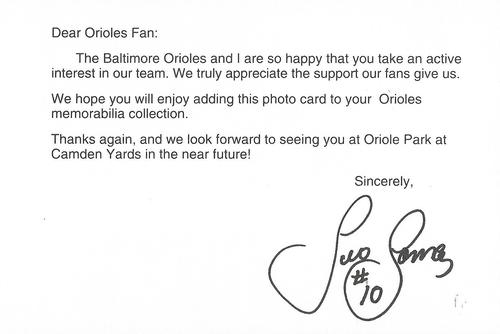 1993 Baltimore Orioles Photocards #NNO Leo Gomez Back