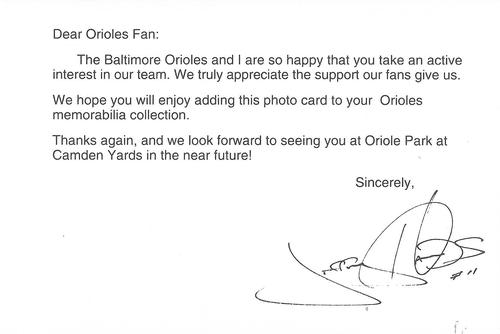 1993 Baltimore Orioles Photocards #NNO Jeffrey Hammonds Back