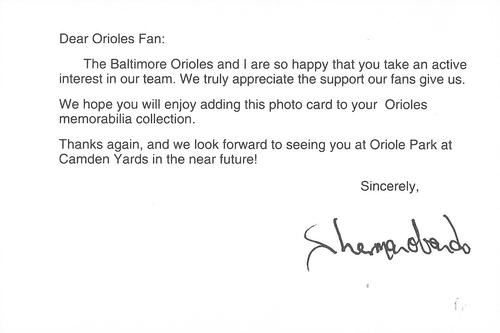 1993 Baltimore Orioles Photocards #NNO Sherman Obando Back