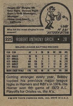 1987 California Angels Bobby Grich Night #225 Bobby Grich Back