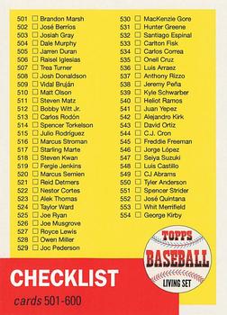 2023 Topps Living - Checklists #CL-06 Checklist 501-600 Front