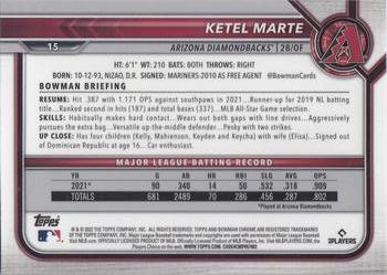 2022 Bowman Chrome Sapphire Edition - Red #15 Ketel Marte Back