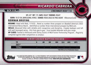 2022 Bowman Chrome Sapphire Edition - Prospects #BCP-158 Ricardo Cabrera Back
