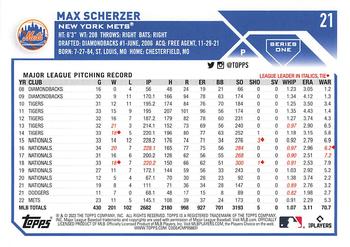 2023 Topps 1st Edition #21 Max Scherzer Back