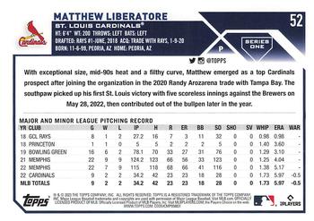 2023 Topps 1st Edition #52 Matthew Liberatore Back