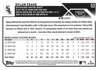 2023 Topps 1st Edition #53 Dylan Cease Back