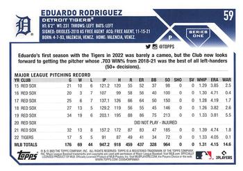 2023 Topps 1st Edition #59 Eduardo Rodriguez Back