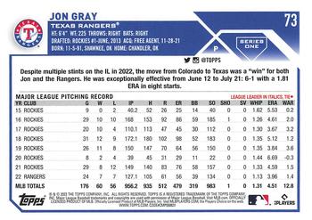 2023 Topps 1st Edition #73 Jon Gray Back