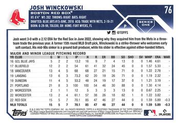 2023 Topps 1st Edition #76 Josh Winckowski Back