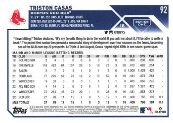 2023 Topps 1st Edition #92 Triston Casas Back