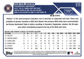 2023 Topps 1st Edition #111 Hunter Brown Back