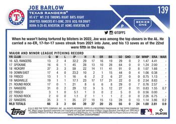 2023 Topps 1st Edition #139 Joe Barlow Back