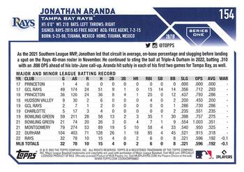 2023 Topps 1st Edition #154 Jonathan Aranda Back