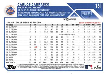 2023 Topps 1st Edition #161 Carlos Carrasco Back