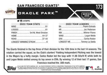 2023 Topps 1st Edition #173 San Francisco Giants Back
