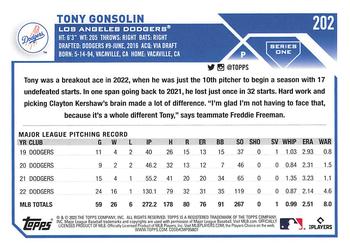 2023 Topps 1st Edition #202 Tony Gonsolin Back