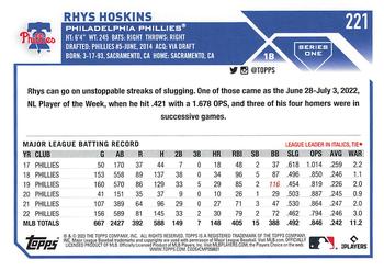 2023 Topps 1st Edition #221 Rhys Hoskins Back