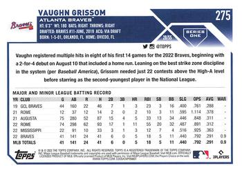 2023 Topps 1st Edition #275 Vaughn Grissom Back