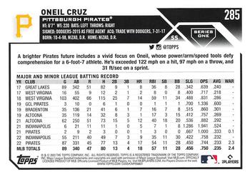 2023 Topps 1st Edition #285 Oneil Cruz Back