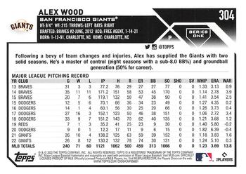2023 Topps 1st Edition #304 Alex Wood Back