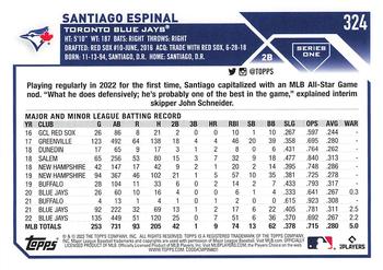 2023 Topps 1st Edition #324 Santiago Espinal Back