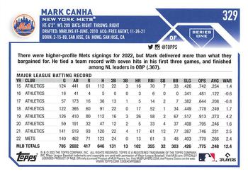 2023 Topps 1st Edition #329 Mark Canha Back