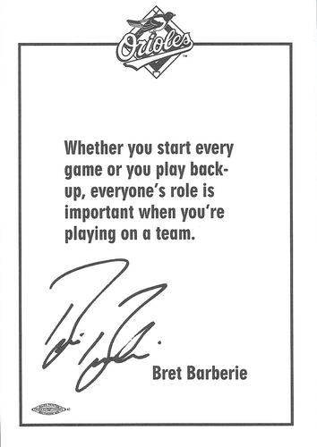 1995 Baltimore Orioles Photocards #NNO Bret Barberie Back