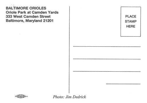 1995 Baltimore Orioles Photocards #NNO Jim Dedrick Back