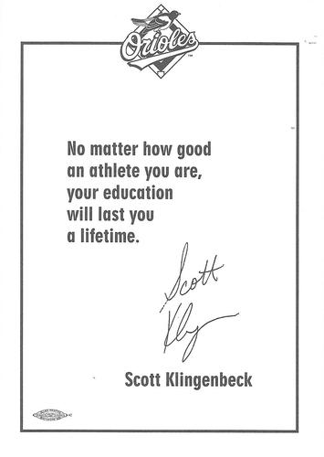 1995 Baltimore Orioles Photocards #NNO Scott Klingenbeck Back