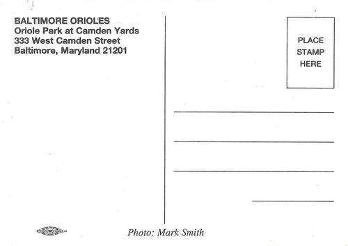 1995 Baltimore Orioles Photocards #NNO Mark Smith Back