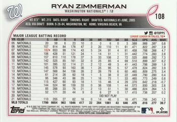 2022 Topps Chrome Ben Baller Edition #108 Ryan Zimmerman Back
