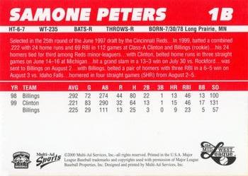 2000 Multi-Ad Midwest League Top Prospects (Unnumbered) #NNO Samone Peters Back