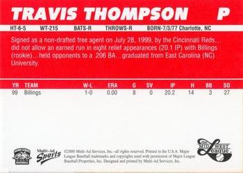2000 Multi-Ad Midwest League Top Prospects (Unnumbered) #NNO Travis Thompson Back