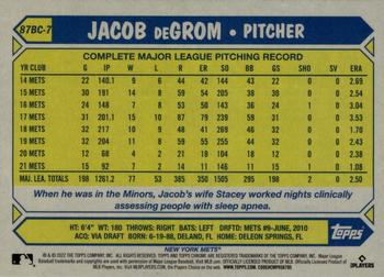 2022 Topps Chrome Ben Baller Edition - 1987 Topps Baseball #87BC-7 Jacob deGrom Back