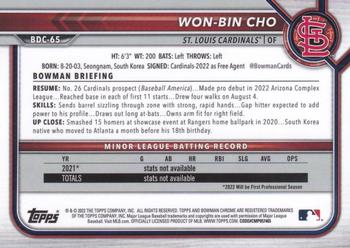 2022 Bowman Draft Sapphire Edition #BDC-65 Won-Bin Cho Back