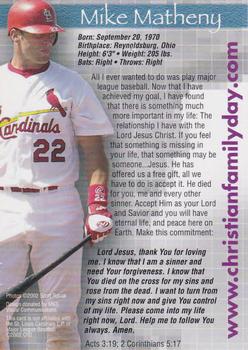 2002 St. Louis Cardinals Christian Family Day #NNO Mike Matheny Back