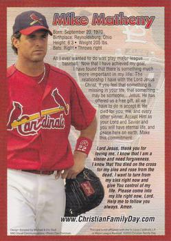 2003 St. Louis Cardinals Christian Family Day #NNO Mike Matheny Back