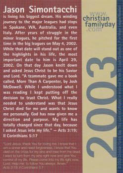 2003 St. Louis Cardinals Christian Family Day #NNO Jason Simontacchi Back