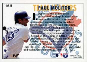 1994 Fleer - Team Leaders #14 Paul Molitor Back
