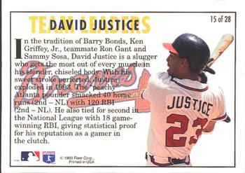1994 Fleer - Team Leaders #15 David Justice Back
