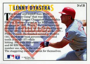 1994 Fleer - Team Leaders #24 Lenny Dykstra Back