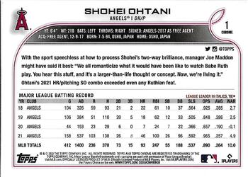 2022 Topps Chrome Sonic #1 Shohei Ohtani Back